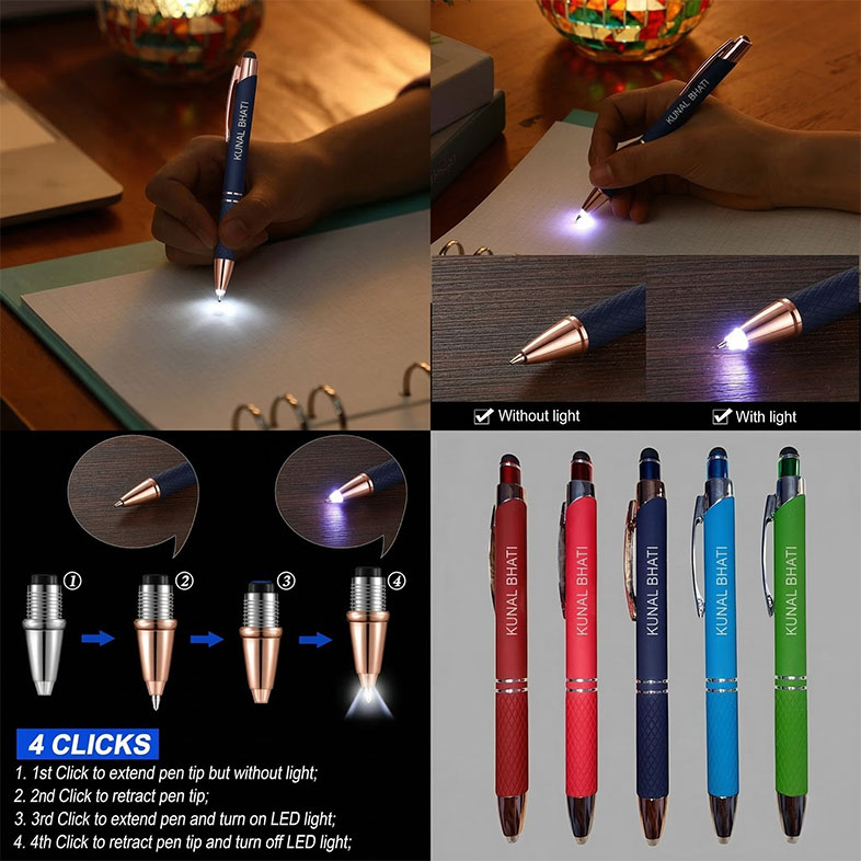 3 in 1 Touch Pen with LED Ligh (Classic Red)