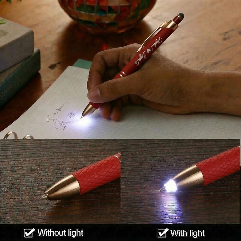 3 in 1 Touch Pen with LED Ligh (Magenta)