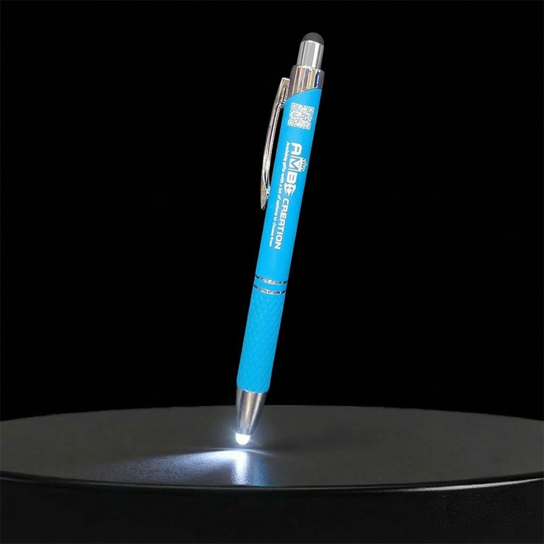 3 in 1 Touch Pen with LED Ligh (Sky Blue)
